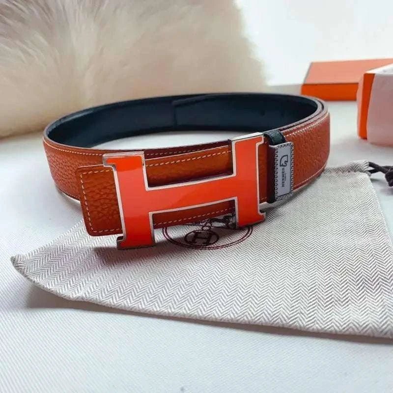 Hermes Men Orange Buckle Belt 'Orange' - Maven Couture Inc