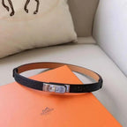 Hermes Men Silver Buckle Belt 'Black' - Maven Couture Inc