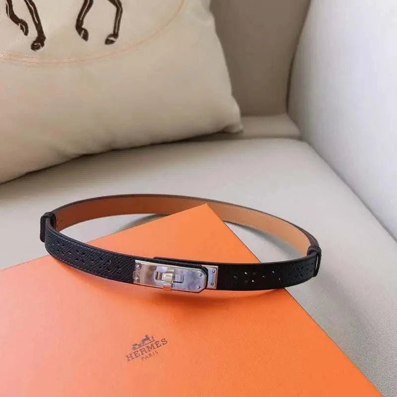 Hermes Men Silver Buckle Belt 'Black' - Maven Couture Inc