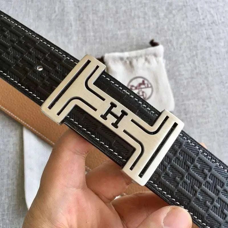 Hermes Men Silver Buckle Belt 'Black' - Maven Couture Inc