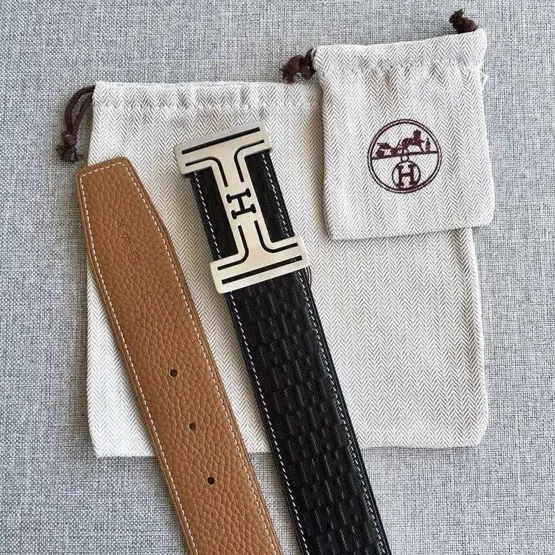 Hermes Men Silver Buckle Belt 'Black' - Maven Couture Inc