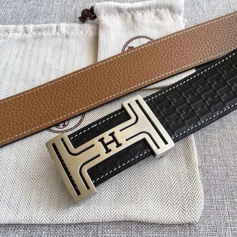 Hermes Men Silver Buckle Belt 'Black' - Maven Couture Inc