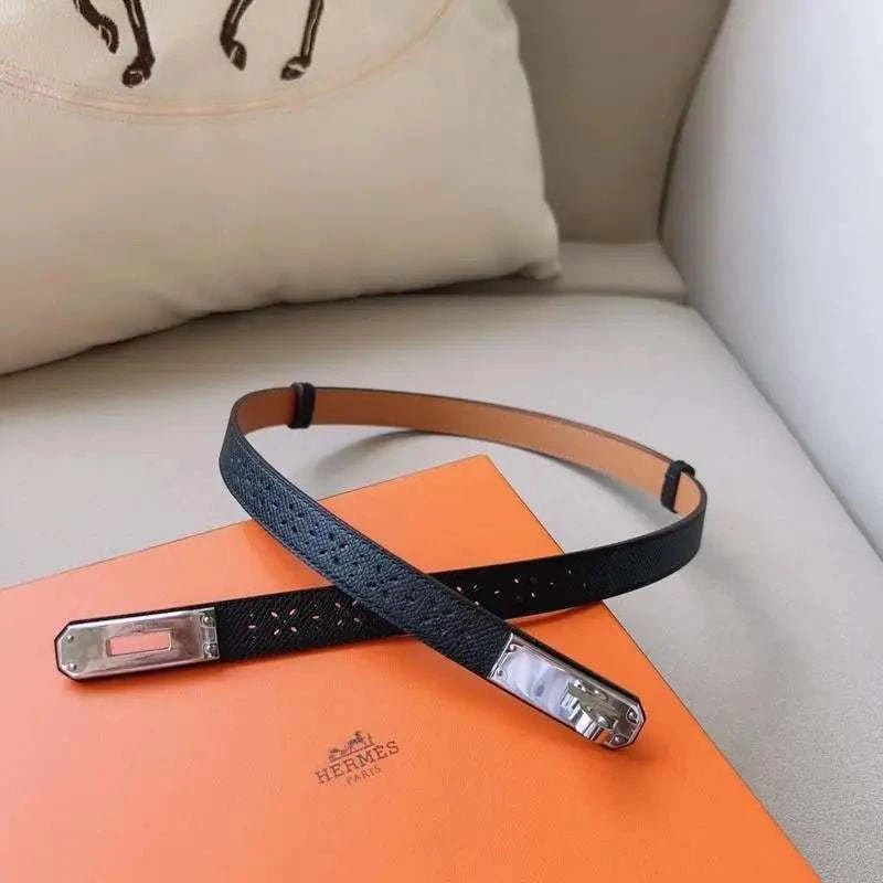 Hermes Men Silver Buckle Belt 'Black' - Maven Couture Inc