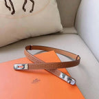 Hermes Men Silver Buckle Belt 'Brown' - Maven Couture Inc