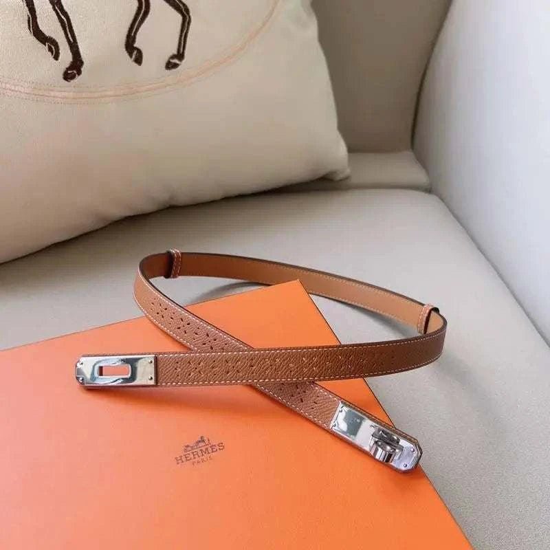 Hermes Men Silver Buckle Belt 'Brown' - Maven Couture Inc