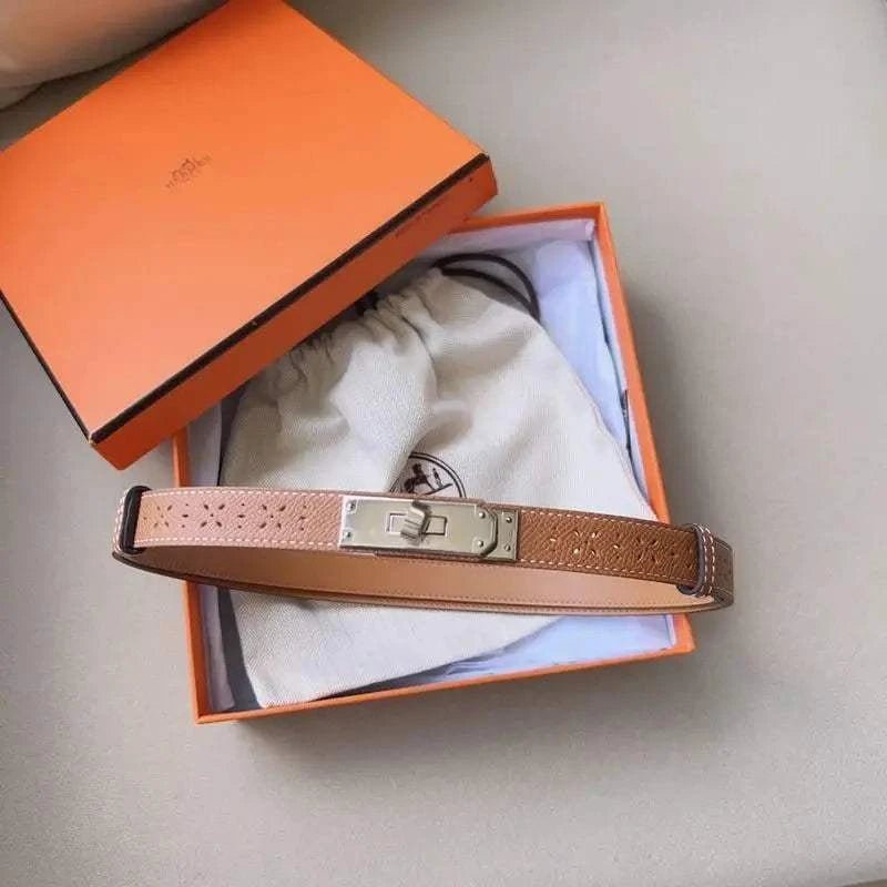 Hermes Men Silver Buckle Belt 'Brown' - Maven Couture Inc