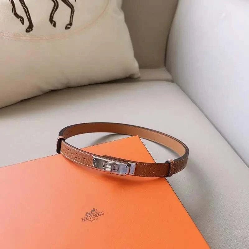 Hermes Men Silver Buckle Belt 'Brown' - Maven Couture Inc
