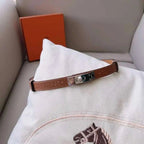 Hermes Men Silver Buckle Belt 'Brown' - Maven Couture Inc