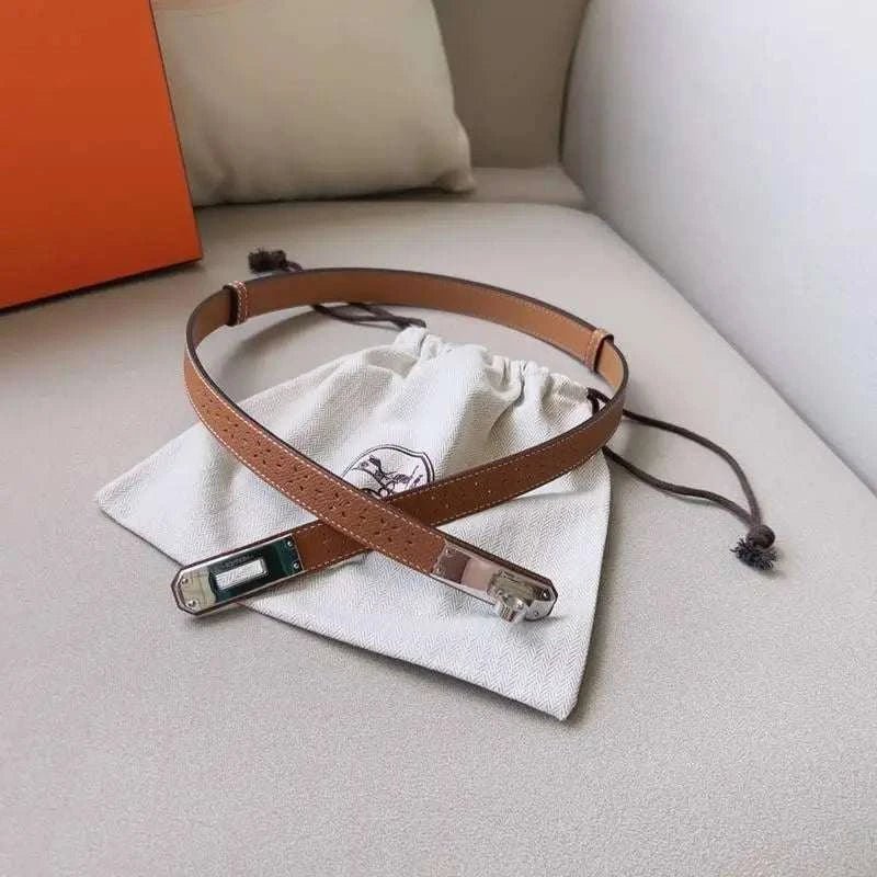 Hermes Men Silver Buckle Belt 'Brown' - Maven Couture Inc