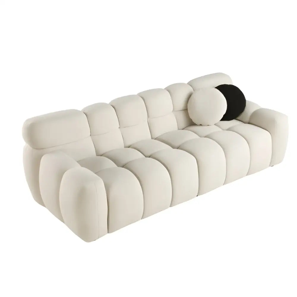 Elevate your space with the elegant beige boucle sofa in luxury fashion $999 furniture product product information