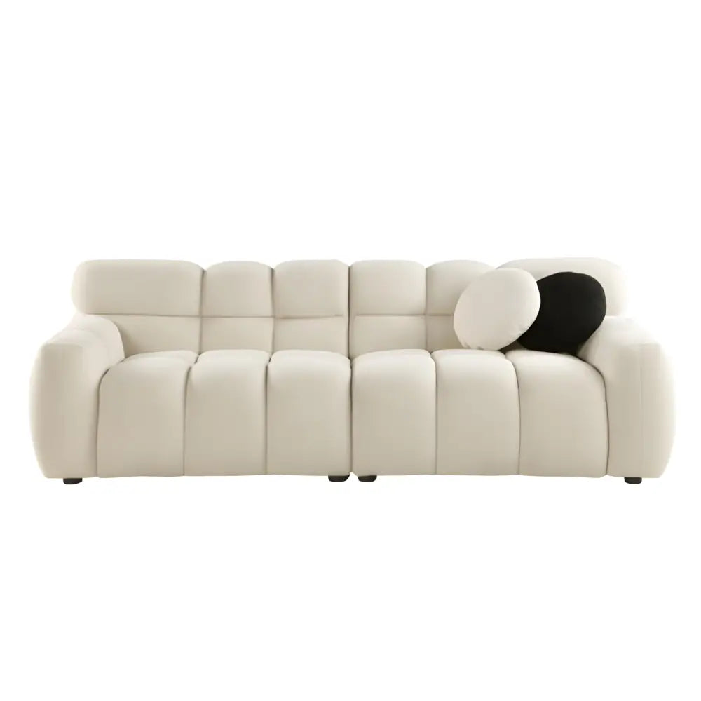 Elevate your space with the elegant beige boucle sofa in luxury fashion $999 furniture product product information