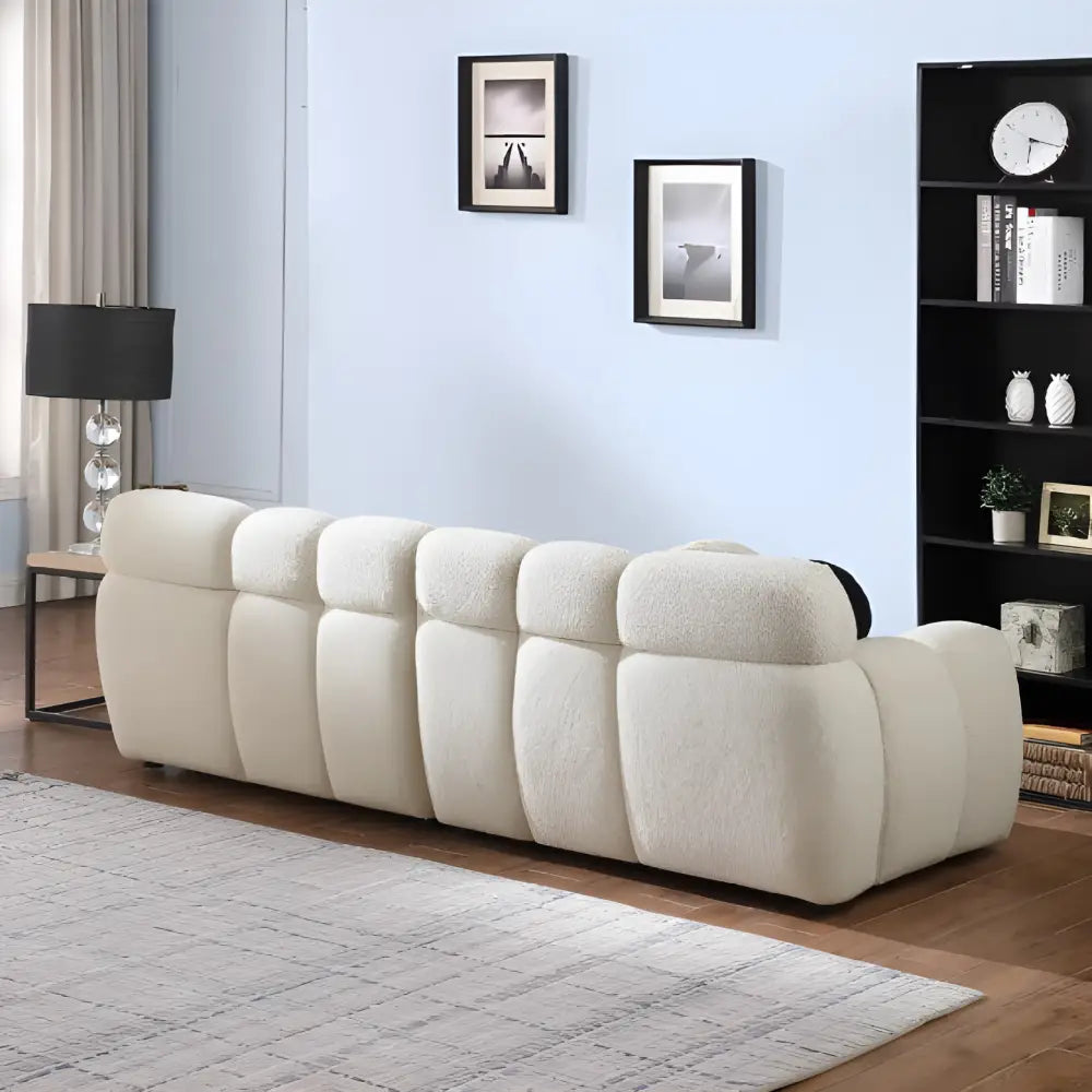 Elevate your space with the elegant beige boucle sofa in luxury fashion $999 furniture product product information