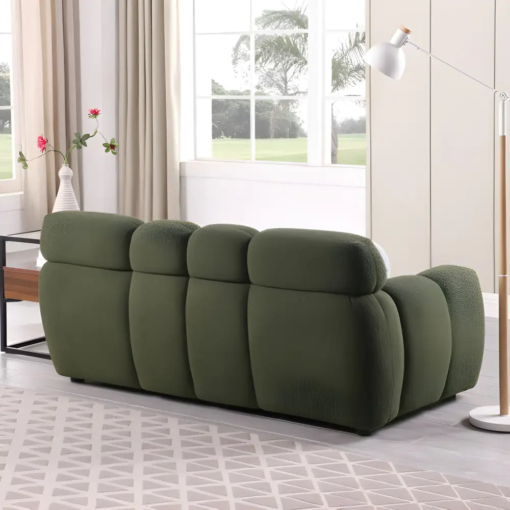 Elegant green boucle sofa for luxury fashion in living spaces $899 furniture product product information product