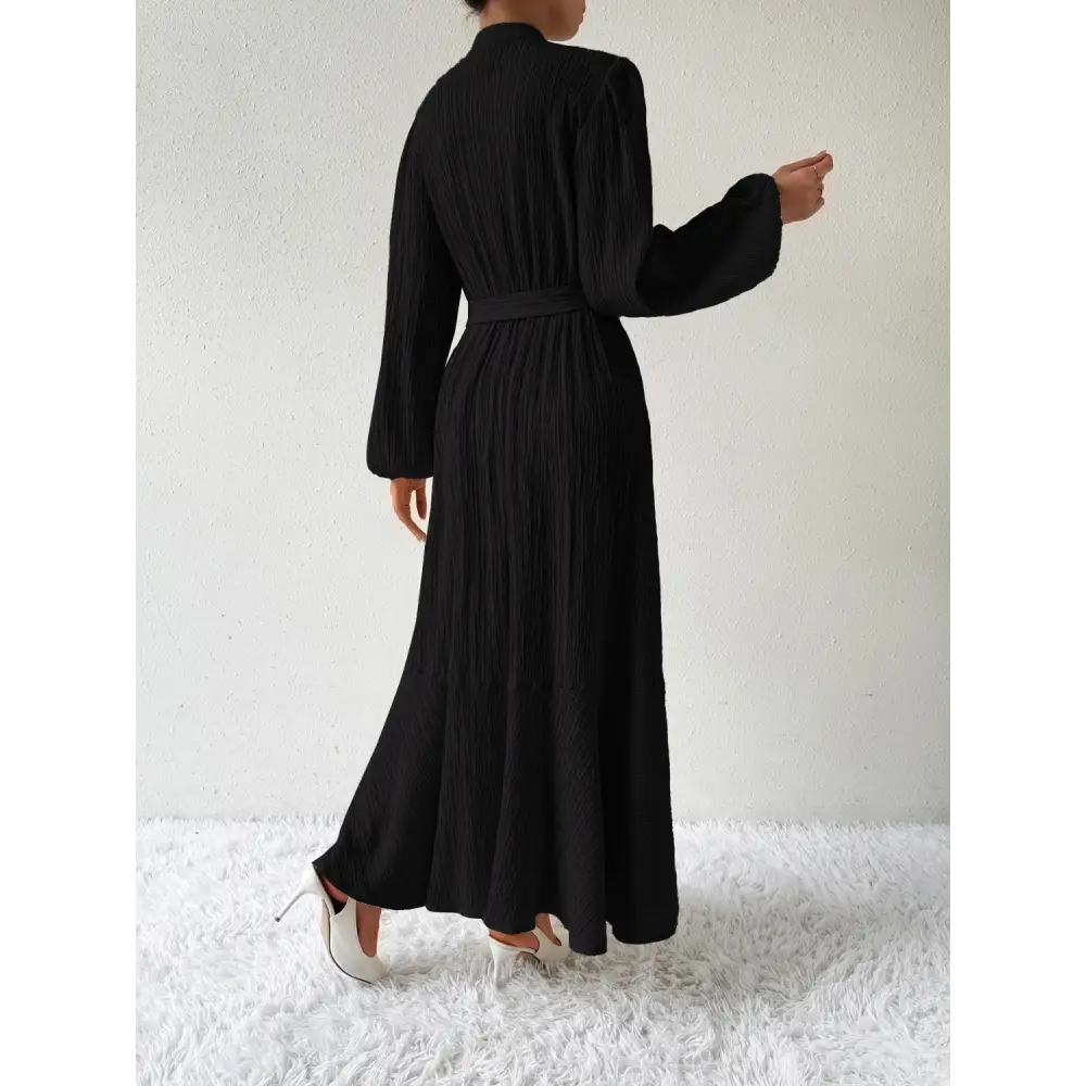 Honey tie waist long sleeve dress for timeless luxury fashion for women $31.99 tied, buttoned opaque no stretch