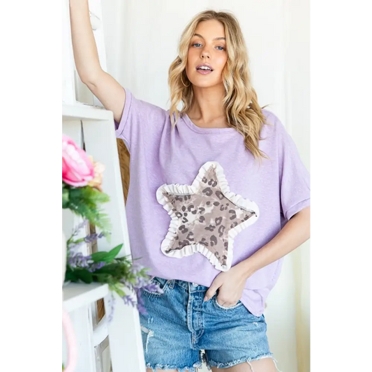 Leopard star patch t-shirt redefining luxury fashion for women $37.62 the leopard star patch short sleeve t-shirt