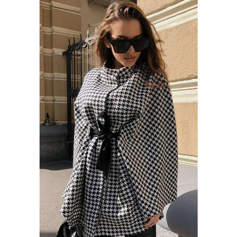 Elevate your wardrobe with the houndstooth tie waist trench coat $44 tied for an effortlessly chic look that seamlessly