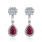 Huitan Brilliant Red CZ Drop Earrings for Women Gorgeous Attractive Creative Accessories for Engagement Charming Wedding Jewelry