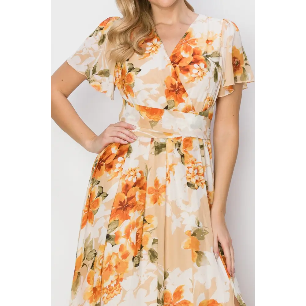 Hyfve floral tie back maxi dress in luxury fashion for women $40.99 this floral tie back short sleeve slit maxi dress