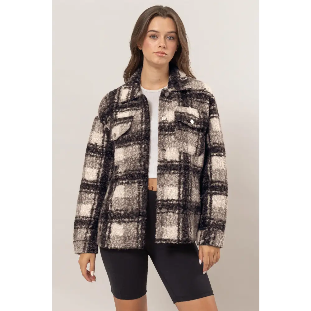 Experience luxury fashion for women with the timeless boucle jacket $46.70 introducing the plaid button up boucle