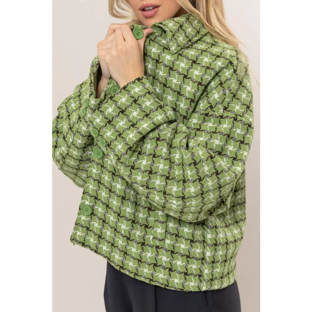 Elevate your wardrobe with the tweed plaid jacket in luxury fashion for women $47.96 the tweed plaid button up collared