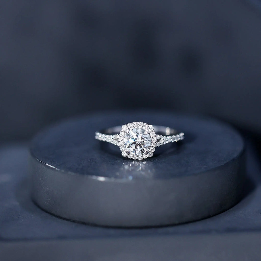 IGI Certified 1 Carat Lab Grown Diamond Halo Engagement Ring for Women