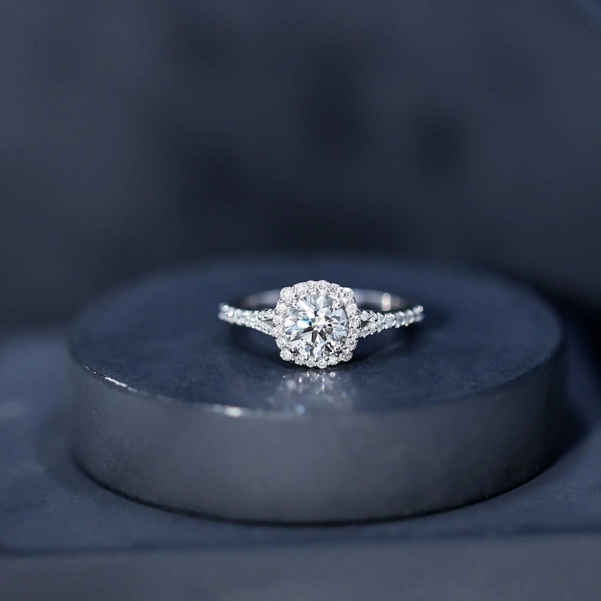 IGI Certified 1 Carat Lab Grown Diamond Halo Engagement Ring for Women