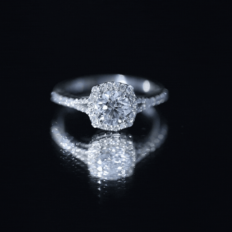 IGI Certified 1 Carat Lab Grown Diamond Halo Engagement Ring for Women