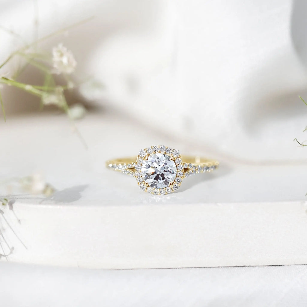 IGI Certified 1 Carat Lab Grown Diamond Halo Engagement Ring for Women