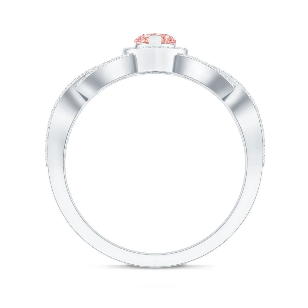 IGI Certified 1 Carat Lab Grown Pink and White Diamond Classic Engagement Ring