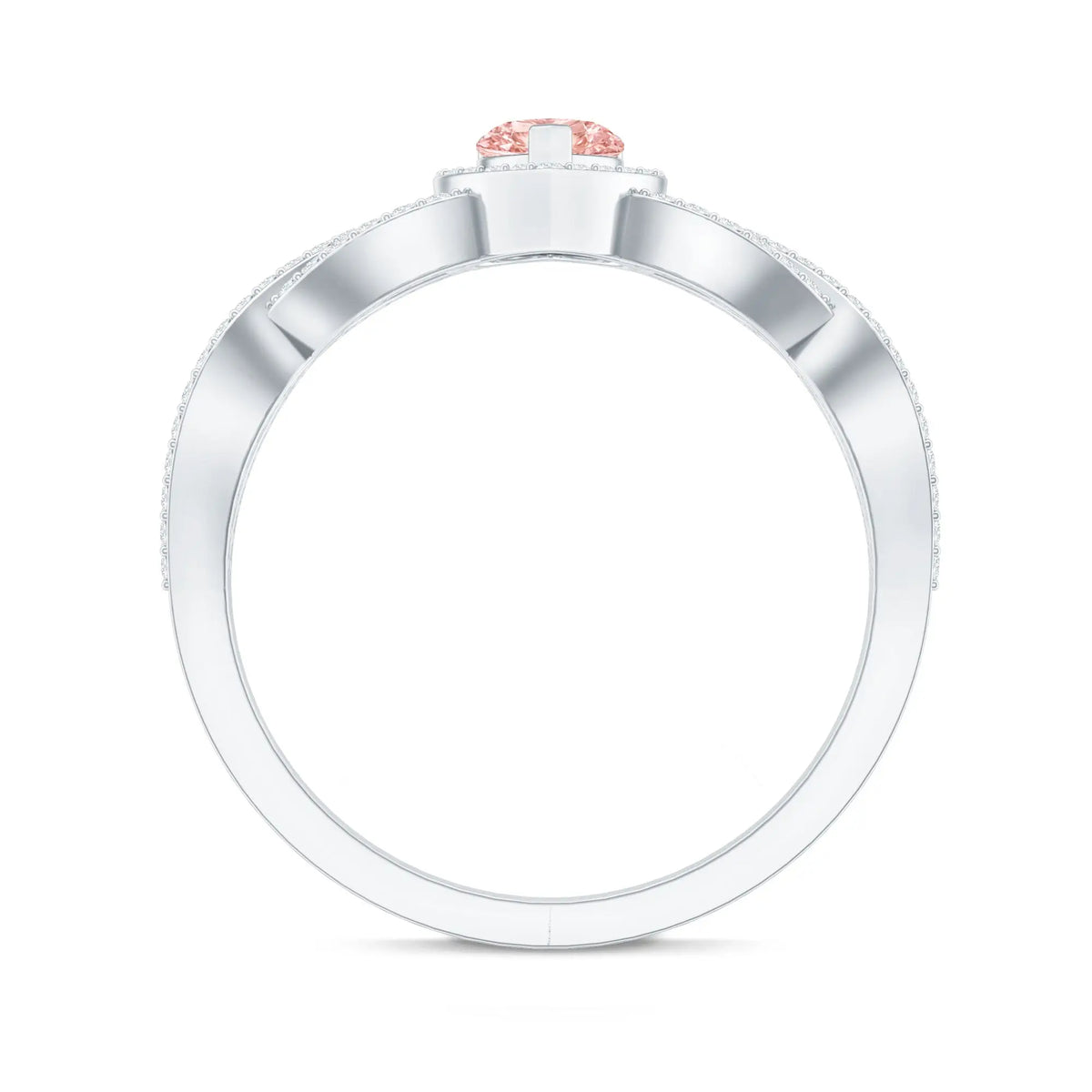IGI Certified 1 Carat Lab Grown Pink and White Diamond Classic Engagement Ring