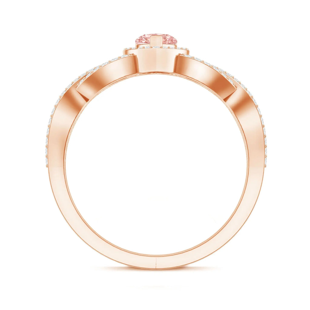 IGI Certified 1 Carat Lab Grown Pink and White Diamond Classic Engagement Ring
