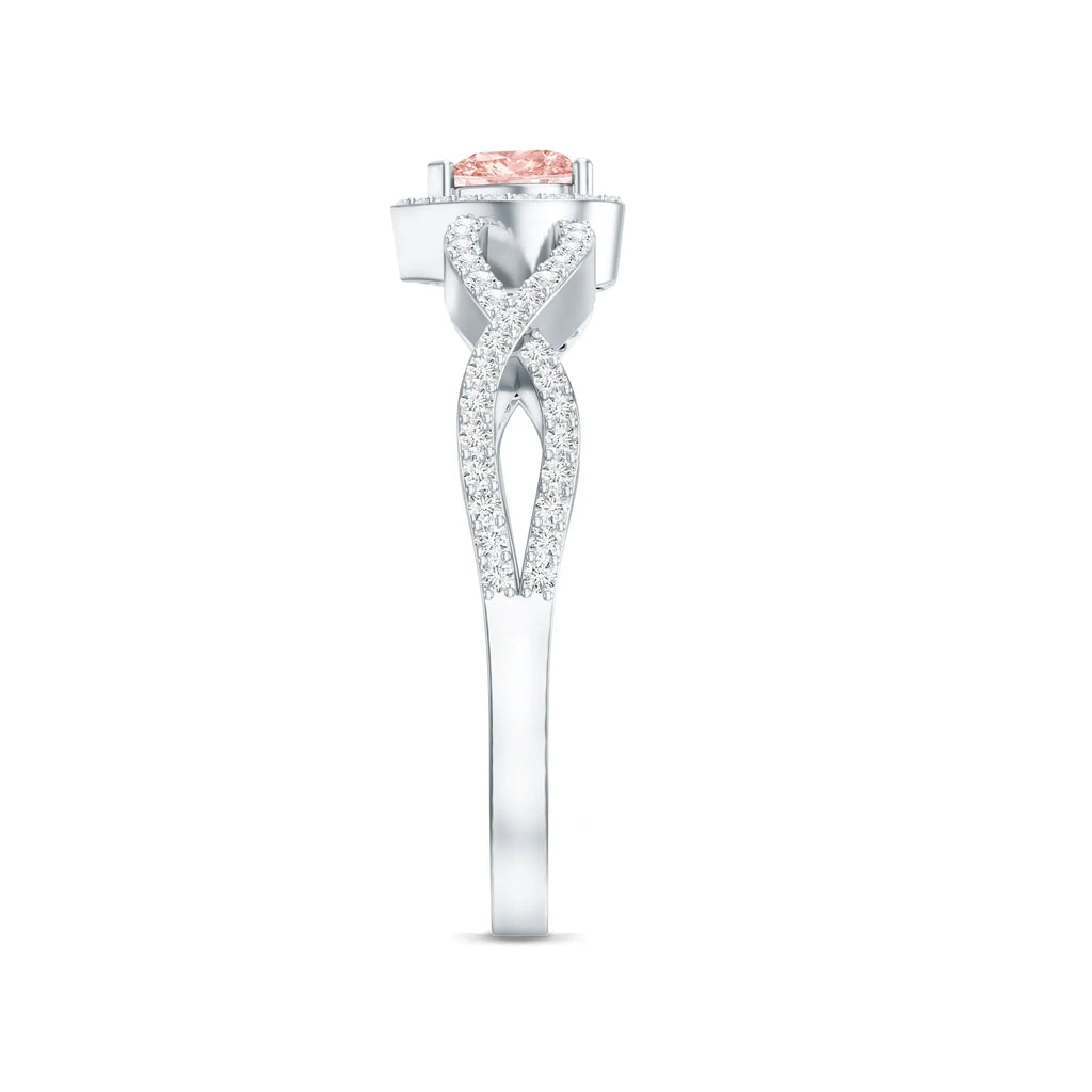IGI Certified 1 Carat Lab Grown Pink and White Diamond Classic Engagement Ring