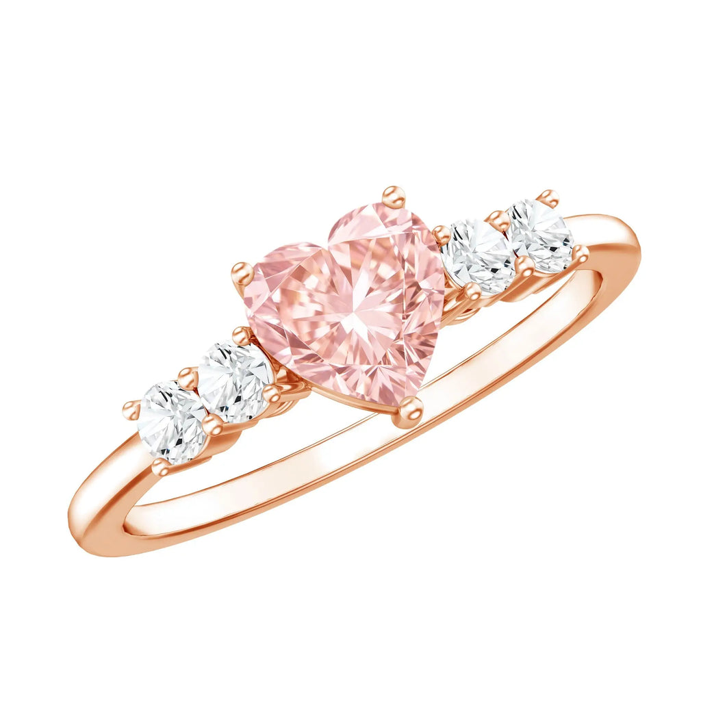 IGI Certified 1 Carat Lab Grown Pink and White Diamond Heart Promise Ring for Her