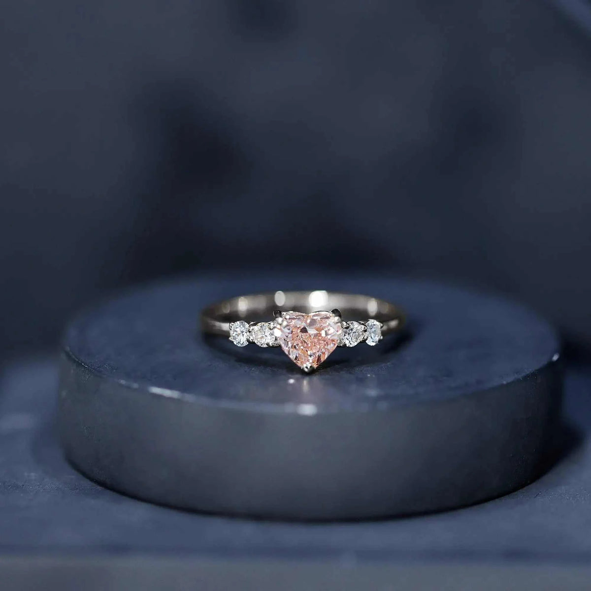 IGI Certified 1 Carat Lab Grown Pink and White Diamond Heart Promise Ring for Her