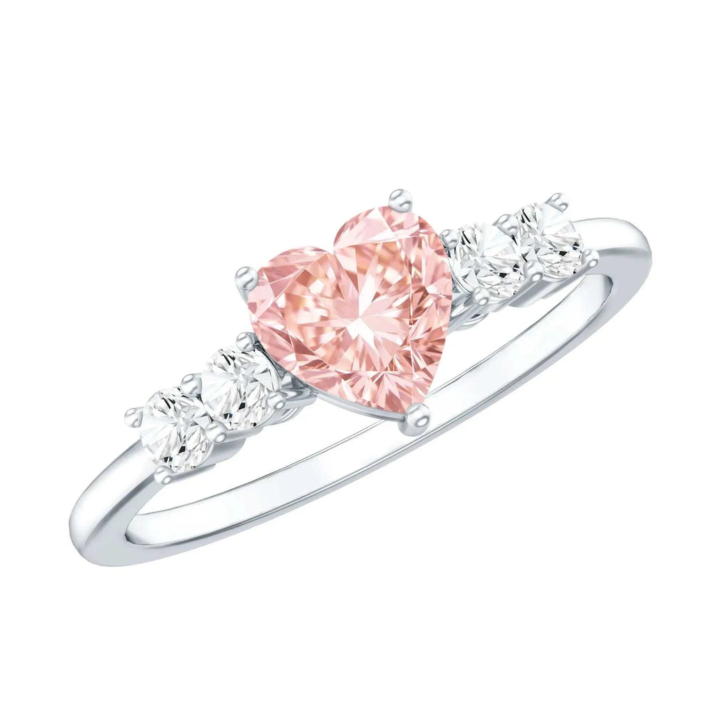 IGI Certified 1 Carat Lab Grown Pink and White Diamond Heart Promise Ring for Her