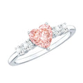 IGI Certified 1 Carat Lab Grown Pink and White Diamond Heart Promise Ring for Her
