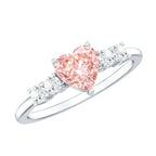 IGI Certified 1 Carat Lab Grown Pink and White Diamond Heart Promise Ring for Her