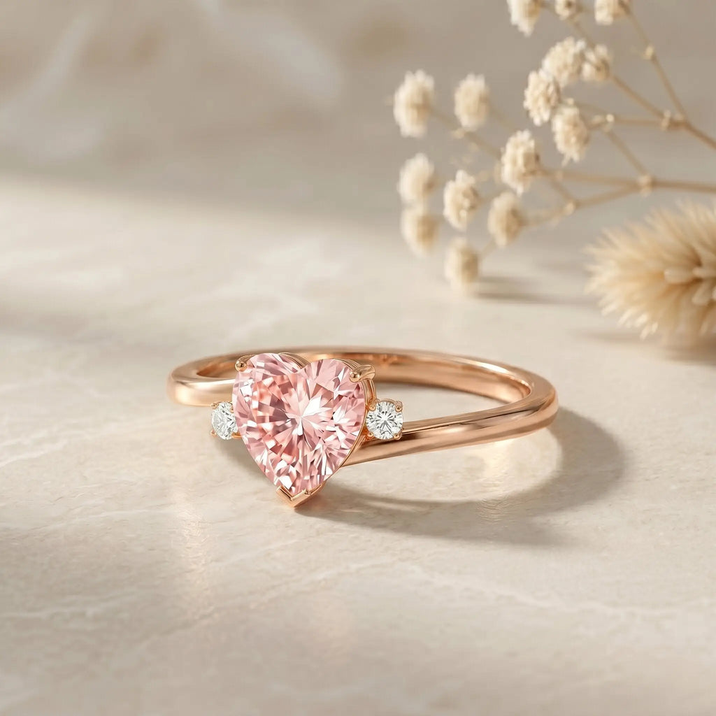IGI Certified 1 CT Lab Grown Pink Diamond Heart Promise Ring