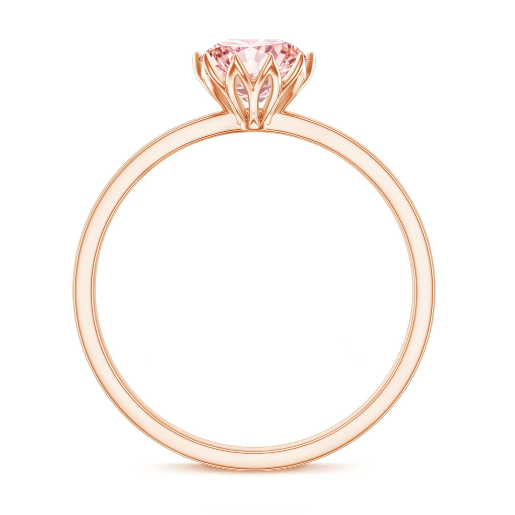 IGI Certified 1 CT Lab Grown Pink Diamond Solitaire Engagement Ring in Lotus Basket Setting