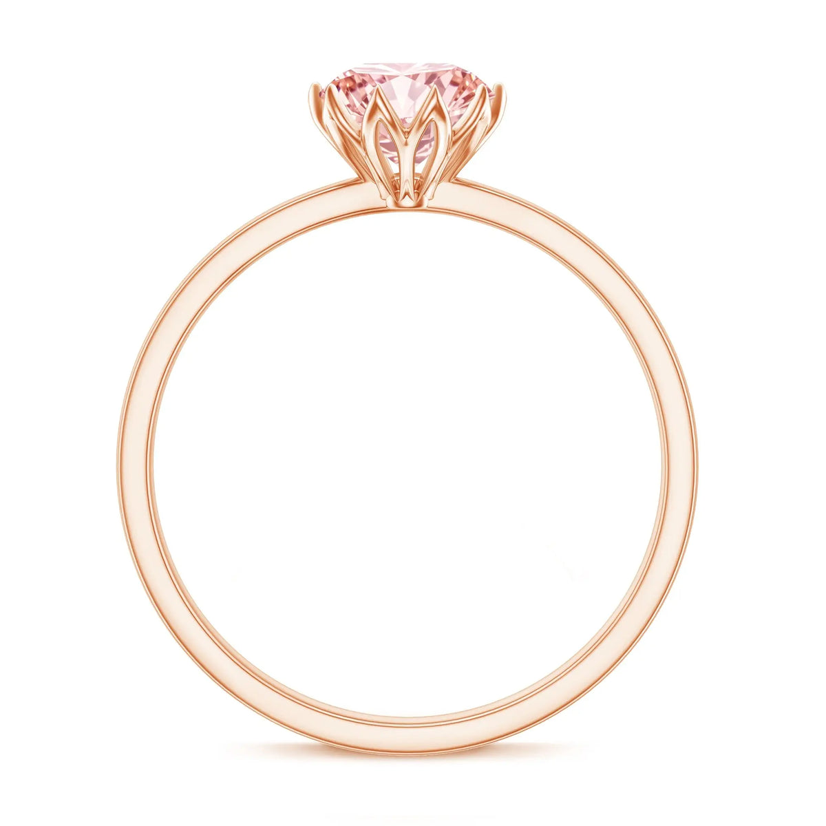 IGI Certified 1 CT Lab Grown Pink Diamond Solitaire Engagement Ring in Lotus Basket Setting