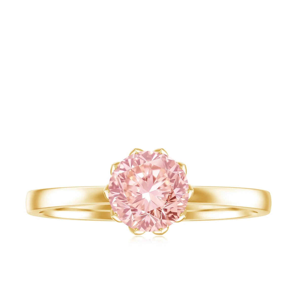 IGI Certified 1 CT Lab Grown Pink Diamond Solitaire Engagement Ring in Lotus Basket Setting
