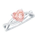 IGI Certified 1 CT Solitaire Lab Grown Pink Diamond Heart Engagement Ring