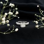 IGI Certified 2 Carat Cushion Cut Lab Grown Diamond Engagement Ring with Side Stones