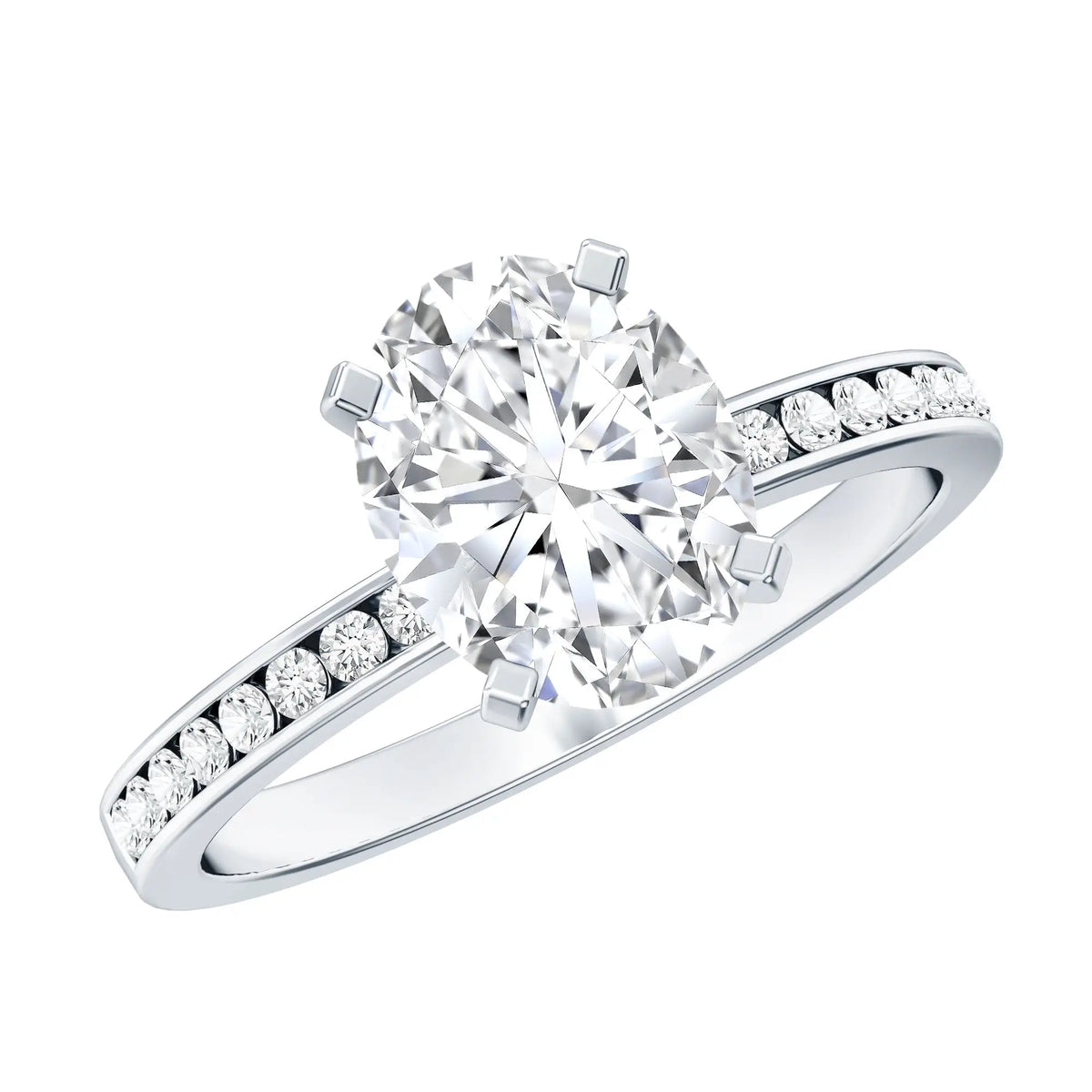 IGI Certified 2 Carat Lab Grown Diamond Oval Engagement Ring With Side Stones