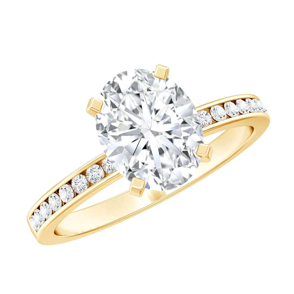 IGI Certified 2 Carat Lab Grown Diamond Oval Engagement Ring With Side Stones