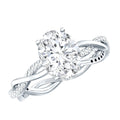 IGI Certified 2 Carat Lab Grown Diamond Oval Hidden Halo Engagement Ring with Braided Band