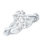 IGI Certified 2 Carat Lab Grown Diamond Oval Hidden Halo Engagement Ring with Braided Band