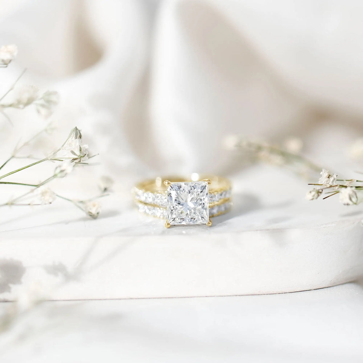IGI Certified 2 Carat Lab Grown Diamond Princess Cut Bridal Ring Set