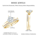 IGI Certified 2 Carat Lab Grown Diamond Princess Cut Bridal Ring Set for Her