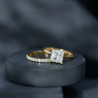 IGI Certified 2 Carat Lab Grown Diamond Princess Cut Engagement Ring With Wedding Band